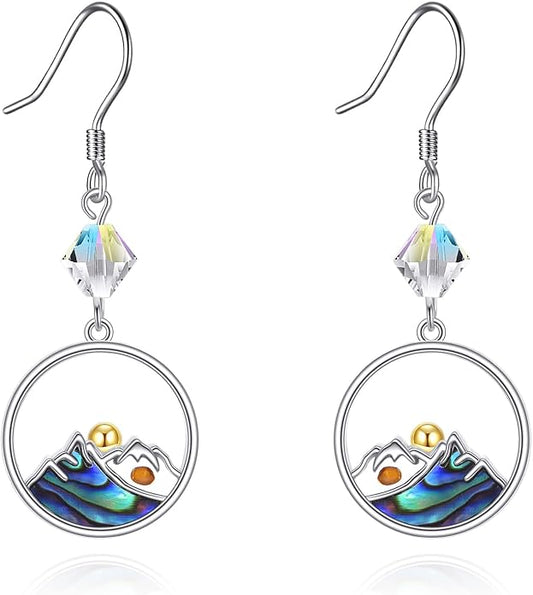 AOBOCO Mustard Seed Earrings for Women Sterling Silver Mountain Cross Earrings Dangle Christian Religion Jewelry Mothers Day Birthday for Mom Wife Friends