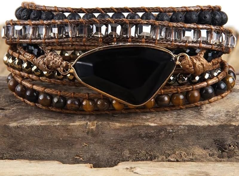 Boho Wrap Bracelet for Women, Handmade Natural Imperial Jasper Multi-Layer Stone Beaded Bracelet, Bohemian Healing Crystal Stone Jewelry Gifts