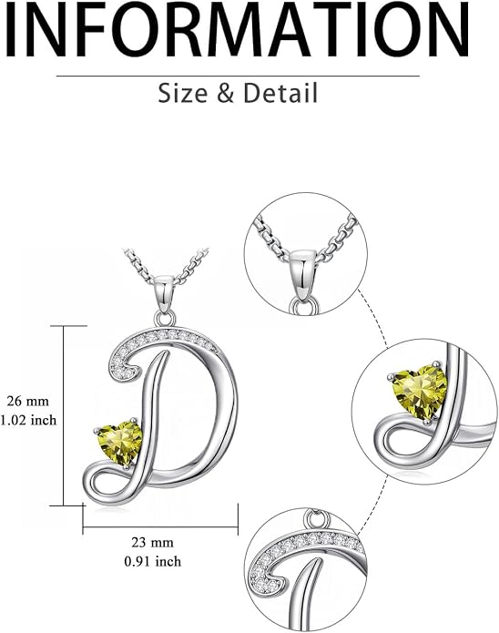 Birthday Gifts for Women Alphabet A to Z Initial Birthstone Pendant Necklaces for Women - 18k White Gold Plated Personalized Name Jewelry Anniversary Graduation Gifts for Wife Her Daughter Girlfriend(with Gift Box)
