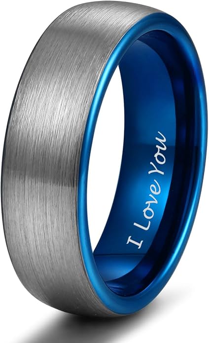 TRUMIUM 4mm 6mm 8mm Tungsten Ring Wedding Band for Men Women Engraved I Love You Matte Brushed Comfort Fit Size 4-15