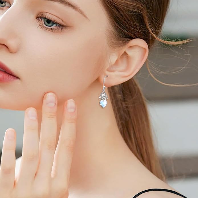 925 Sterling Silver Filigree Dangle Drop Earrings Daisy/Lotus/Rose Flower/Moonstone Leverback Teardrop Earrings for Women Infinity Celtic Knot Daisy Lotus Jewelry for Mothers Day