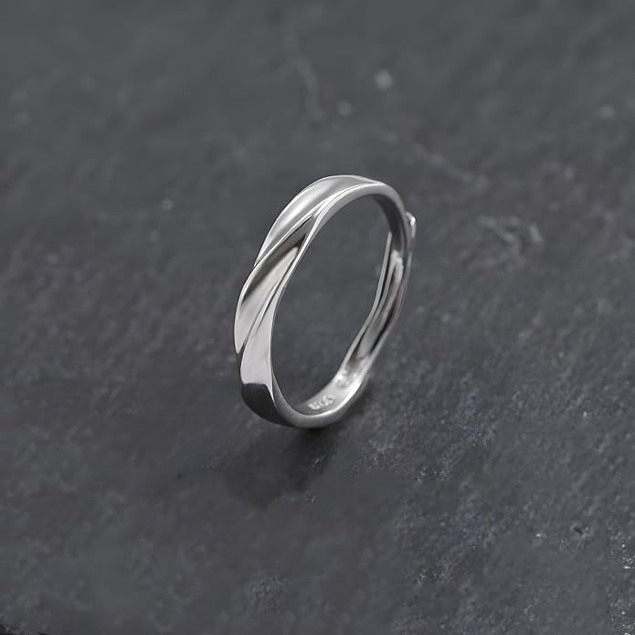 925 Sterling Silver Ring Minimalist Adjustable Rings Band Handmade Rings for Women Girls