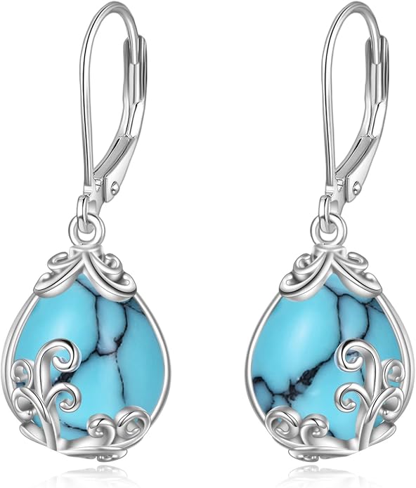 POPLYKE Celtic Filigree Teardrop Drop Dangle Earrings Sterling Silver Leverback Earrings Jewelry for Women
