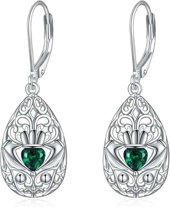 VONALA Filigree Teardrop Earrings for Women Sterling Silver Filigree Teardrop Dangle Earrings Filigree Leverback Earrings for Women Birthday Gift
