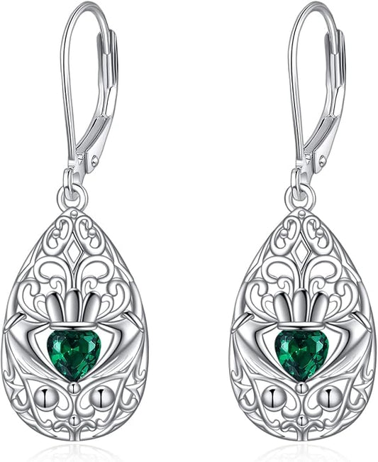 VONALA Filigree Teardrop Earrings for Women Sterling Silver Filigree Teardrop Dangle Earrings Filigree Leverback Earrings for Women Birthday Gift
