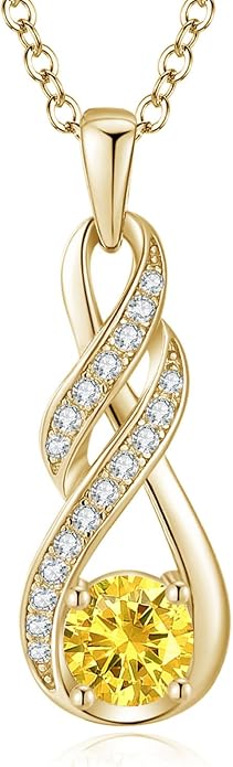 Birthstone Necklaces for Women 925 Sterling Silver Infinity Pendant Created Gemstone Jewelry for Her, 16"+2"