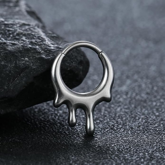 MOQIKAKA16G 8mm Septum Rings - Stainless Steel Segment Nose Rings for Women Men - Hinged Segment Nose Helix Cartilage Clicker Hoop Earrings for Daith Rook Tragus Piercing