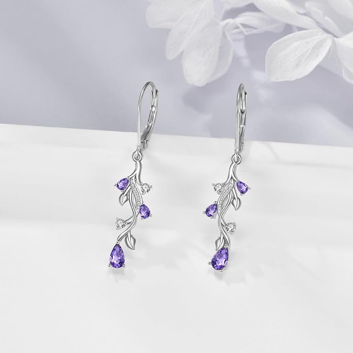 VONALA Flower Earrings for Women 925 Sterling Silver Rose/Lotus/Scottish Thistle/Tulip/Lilac/Mushroom/Pineapple Dangle Drop Earrings Flower Jewelry Gifts for Women Girls Birthday Gifts
