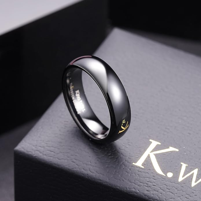 King Will Tungsten Carbide Wedding Band for Men Women Promise Rings for Couples Domed High Polish
