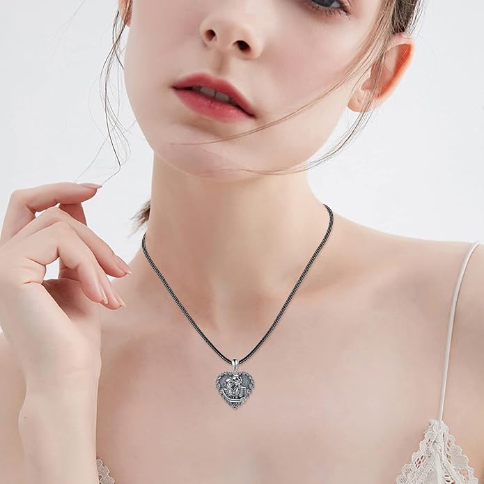 VONALA S925 Sterling Silver Celtic Owl/Moon Wolf/Horse/Dragon/Viking/Anchor Necklace Celtic Knot Pendant Necklace Irish Vintage Necklace Gifts for Women Teens Men Unisex