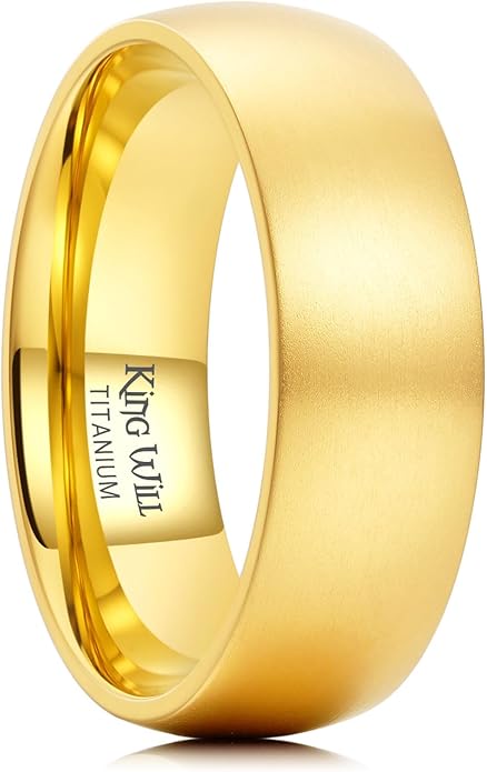 King Will Titanium Wedding Band for Men Women-Sliver/Black/Gold Plated Pure Titanium Wedding Ring, 3-9mm Widths Available Brushed Matte Design Comfort Fit Size 4-16