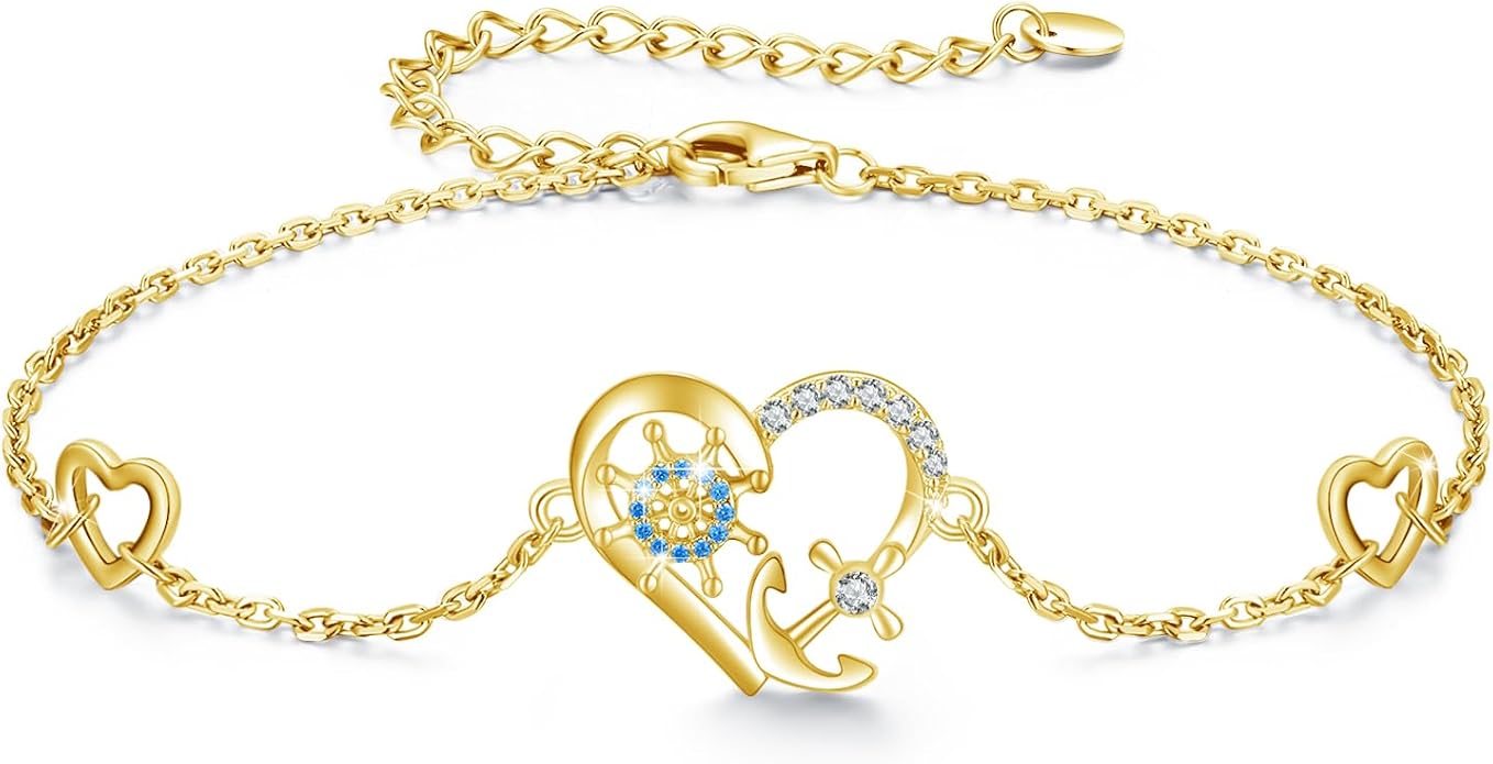 MEDWISE Multicolor Anchor Bracelets 925 Sterling Silver Anchor Jewelry Nautical Adjustable Bracelets Navy Wife Jewelry Gifts for Women Daughter Christmas Gifts 2025