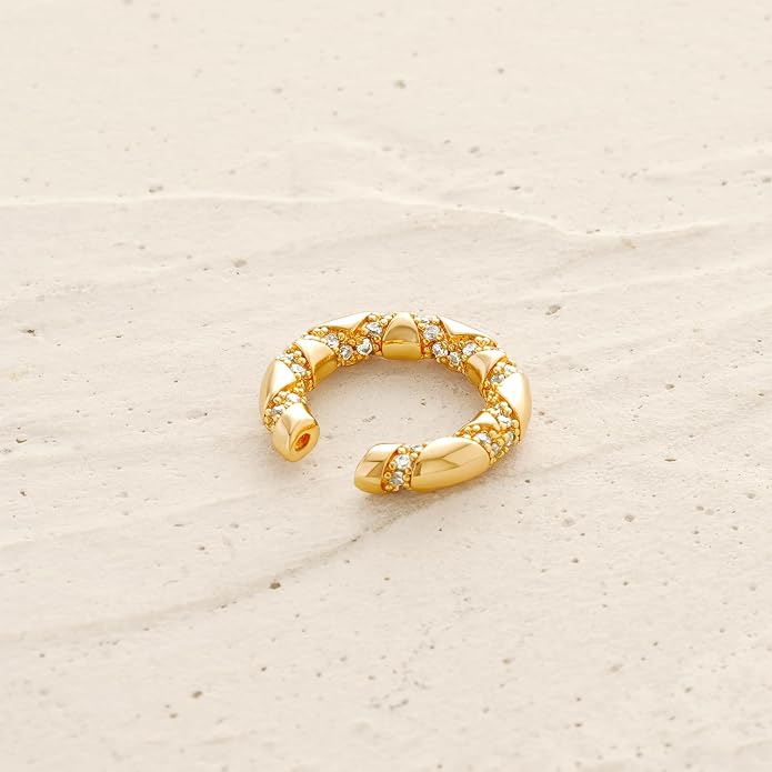 MYEARS Women Ear Cuff Earring Gold Non Pierced Ear Cartilage Clip on Wrap Hoop 14K Gold Filled Tiny Boho Beach Simple Minimalist Delicate Handmade Hypoallergenic Jewelry Gift-Sold as Single/Pair
