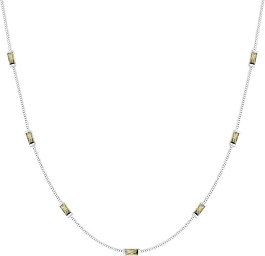 LOUISA SECRET Birthstone Necklaces for Women, 14K Gold Plated Dainty Simple Necklace, 925 Sterling Silver Birthday Anniversary Jewelry Gift for Women Mom Mother