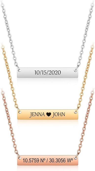Customizable Your Name Bar Necklace Gift Personalized gift - Engraved Accessories for Wedding, Birthday, Graduation, Mother's Day, Christmas