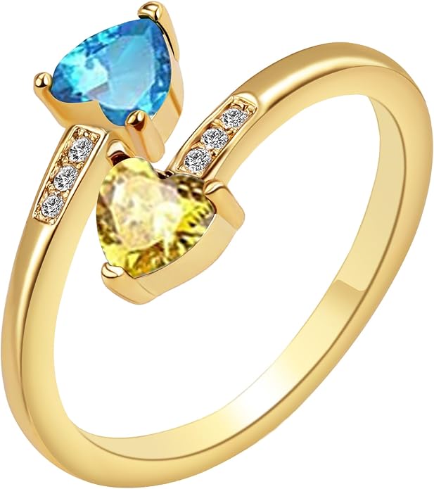 Btysun Mothers Day Gifts, Birthday Gifts for Women Non Tarnish Gold Rings Adjustable 1-12 Birthstone Rings Birthday Gift for Wife Mom Stocking Stuffers Promise Ring Anniversary Wedding Jewelry