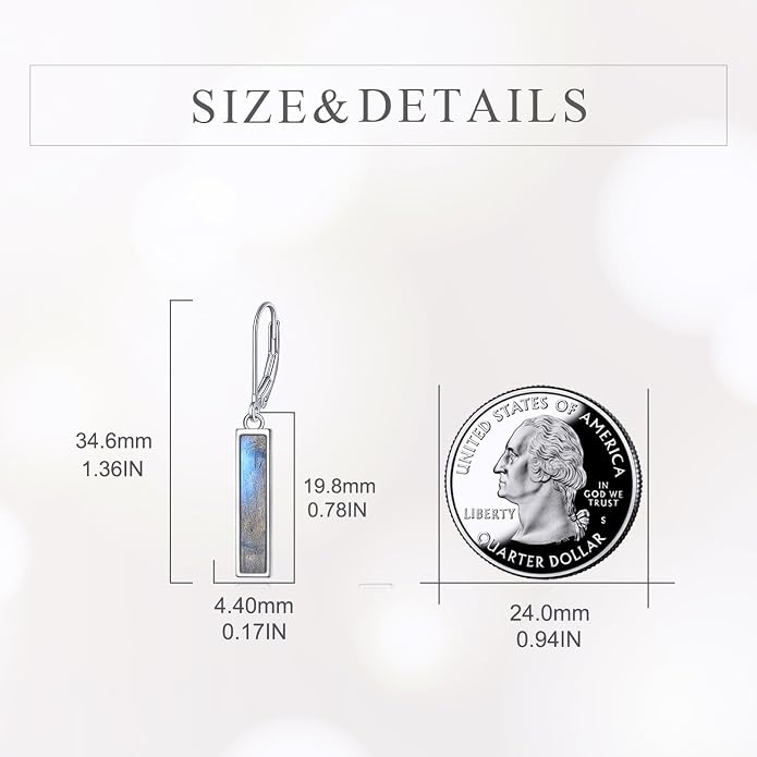 CRMAD Abalone Shell Bar Earrings for Women Sterling Silver Leverback Earrings Abalone Jewelry Gift
