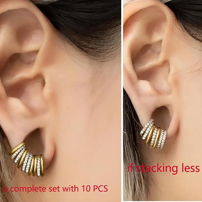 Casvort 5/10 PCS 16G Seamless Septum Nose Piercing Rings Zirconia Segment Tragus Hoop Rings 316 Stainless Steel Helix Ring Stack Clickers Ear Plugs Hangers Women Body Jewelry