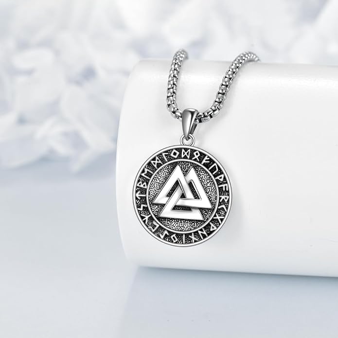 URONE Men Viking Pendant Necklace Sterling Silver Norse Viking Jewelry