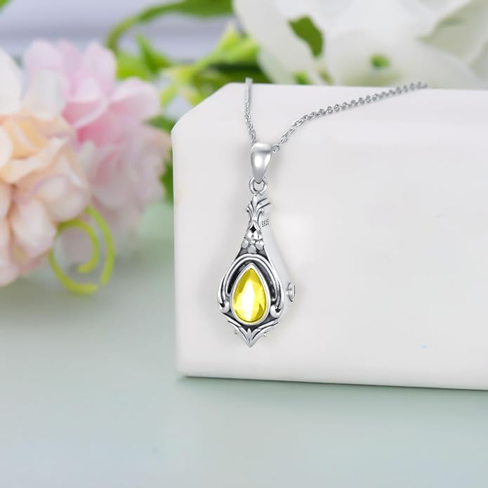 Seiyang Urn Necklace for Ashes 925 Sterling Silver with Birthstone Cremation Jewelry Keepsake Ashes Pendant Necklace Memorial Jewelry for Women Loved One