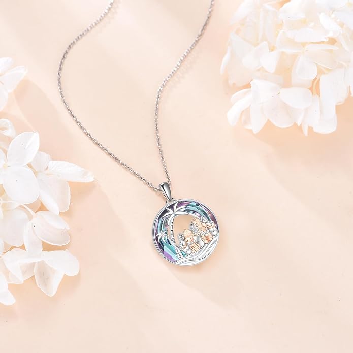 Sisters Necklace Sterling Silver Always My Sister Forever My Friend Jewelry Tree of Life Palm Trees Necklace for Women Female Friendship Jewelry
