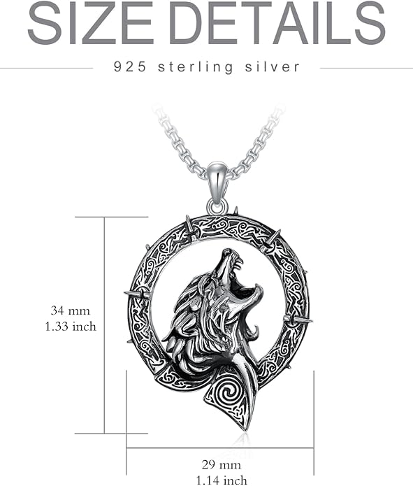 Viking Necklace for Men Women 925 Sterling Silver Norse Jewelry Fathers Mothers Day Anniversary Birthday Gifts for Mom Dad Husband Brother (with Gift Box)