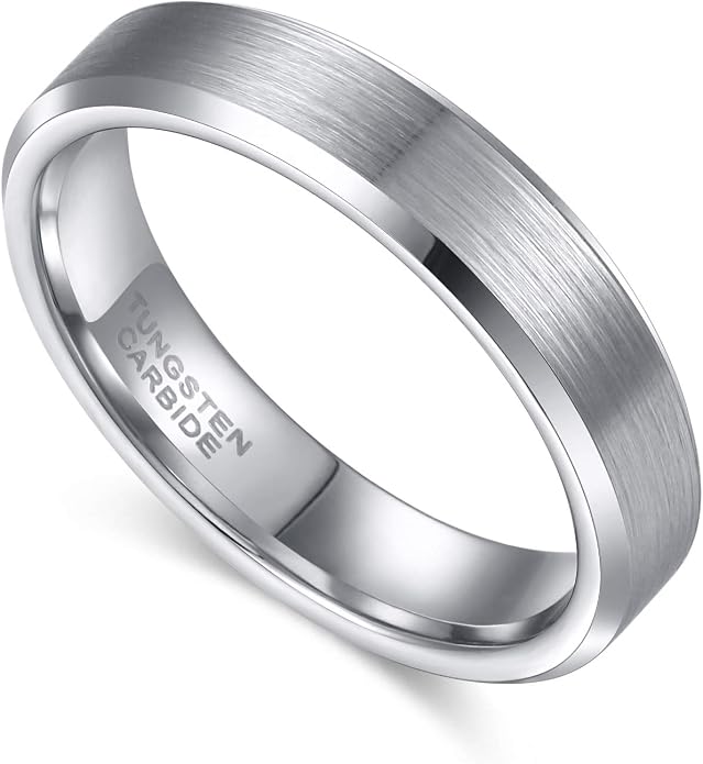 TRUMIUM 4mm 6mm 8mm Tungsten Wedding Band Ring for Men Women Silver Plated Matte Finished Engagement Rings Comfort Fit 4-15