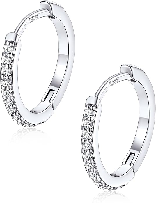 FaithHeart 925 Sterling Silver Post Huggie Hoop Earrings for Women, Silver Small Hoop Earring, Hypoallergenic Cartilage Earrings for Women