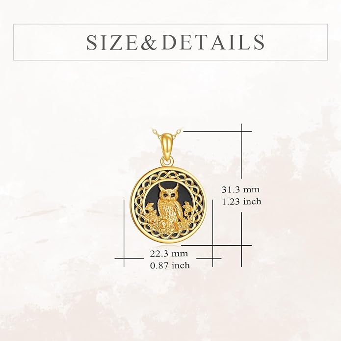 Owl Birthstone Necklace Sterling Silver Celtic Moon Pendant Cubic Zirconia Owls Jewelry Birthday Gifts for Women Men