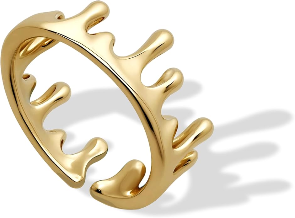 Gold&Silver Lava Adjustable Rings for Women, Crown Rings Dainty Cute Statement Stackable Jewelry Gift