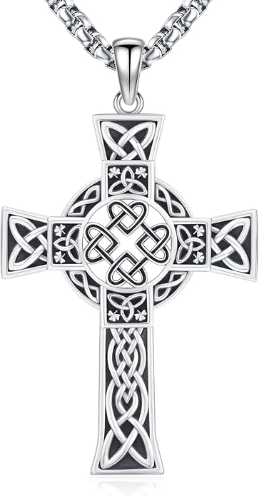 Celtic Cross Tree of Life Necklace for Women Sterling Silver Thor Hammer Tree of Life Pendant Irish Knot Cross Amulet Tree of Life Jewelry