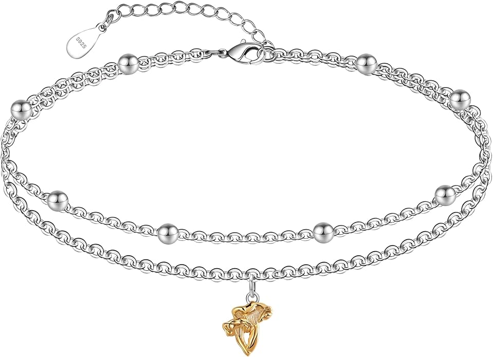 CHIC & ARTSY 925 Sterling Silver Ankle Bracelets for Women, Adjustable Layered Foot Chains with Nature & Symbol Charms, Lightweight Comfort Fit Boho Beach Everyday Jewelry