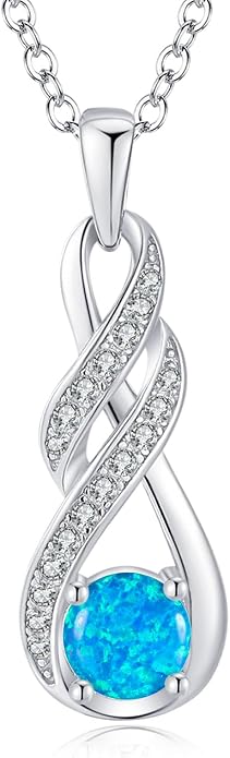 Birthstone Necklaces for Women 925 Sterling Silver Infinity Pendant Created Gemstone Jewelry for Her, 16"+2"