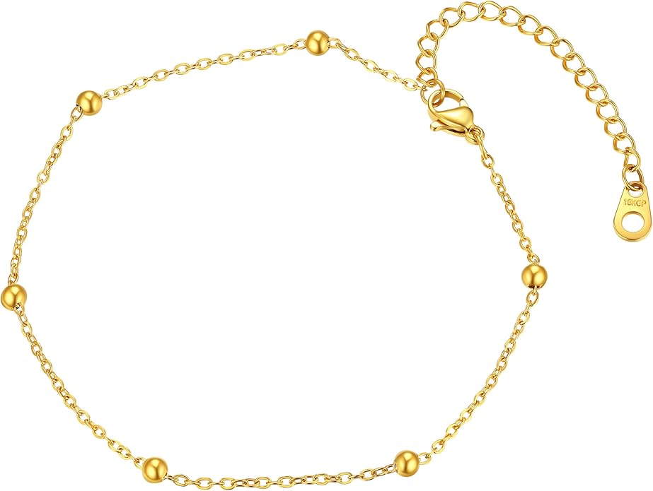 ChainsPro Anklets for Women Waterproof, Adjustable Stainless Steel/ Sterling Silver/14K Gold Plated Ankle Bracelets for Women, Non Tarnish Layered Anklets Beach Jewelry Gifts for Swimming & Daily Wear (Send Gift Box)