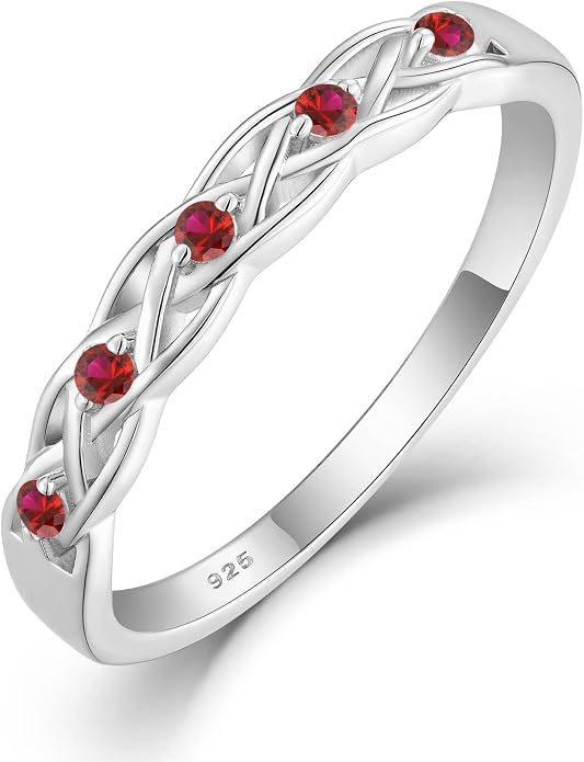 Infinity Celtic Knot Ring 925 Sterling Silver Twisted Knot Birthstone Ring Statement Rings for Women Size 5-10