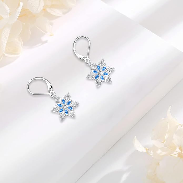 Dangle Earrings Sterling Silver Moonstone/Turquoise/CZ/Crystal Earrings for Women Tree of Life Animal Filigree Leverback Earrings Jewelry Gifts