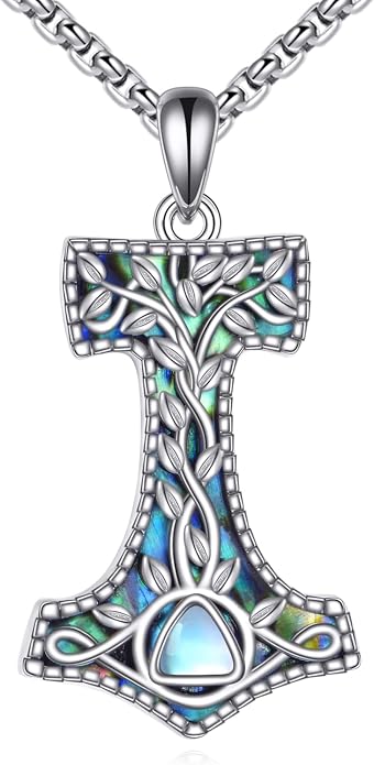 ONEFINITY Thors Hammer Necklace 925 Sterling Silver Tree of Life Necklace Mjolnir Pendant AA Jewelry Gifts For Women Men