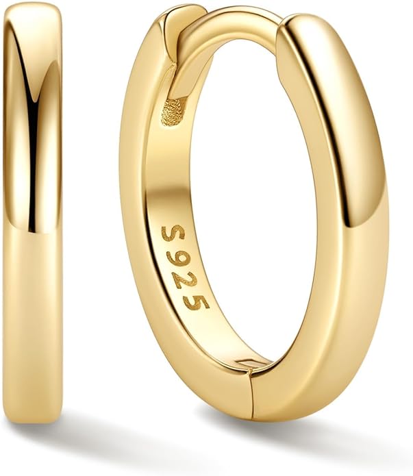 ChicSilver 925 Sterling Silver Huggie Hoop Earrings Small Hoop Earrings for Women Hypoallergenic Silver Huggie Earring Cartilage Earrings for Women (6/8/10/12/14/16/18/20MM)