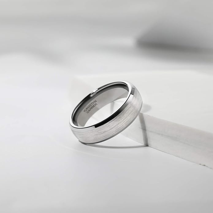 TRUMIUM 4mm 6mm 8mm Tungsten Ring Wedding Band for Men Women Engraved I Love You Matte Brushed Comfort Fit Size 4-15