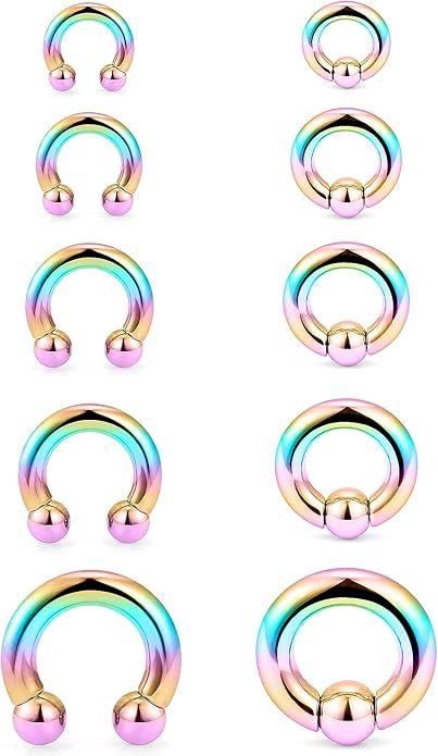 6G 8G 12G 14G 16G PA Ring Horseshoe CBR Circular Barbell 316L Surgical Steel Internally Threaded Pierced Body Jewelry for Women Inner Diameter:10mm 12mm 14mm 16mm