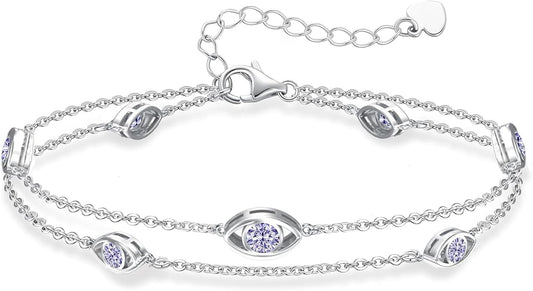 925 Sterling Silver Ankle Bracelet Evil Eye/Dolphin/Sea Turtle/Infinity/Wave Seashell/Hamsa Ankle Bracelet Adjustable Summer Beach Ocean Jewelry for Women
