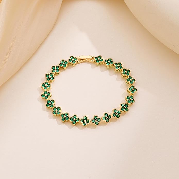 18K gold-plated mother of pearl enamel, adjustable clover lucky bracelet for women/New Year gift/Valentine's Day gift