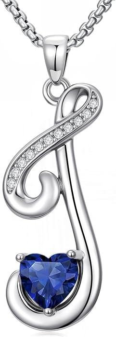 Birthday Gifts for Women Alphabet A to Z Initial Birthstone Pendant Necklaces for Women - 18k White Gold Plated Personalized Name Jewelry Anniversary Graduation Gifts for Wife Her Daughter Girlfriend(with Gift Box)