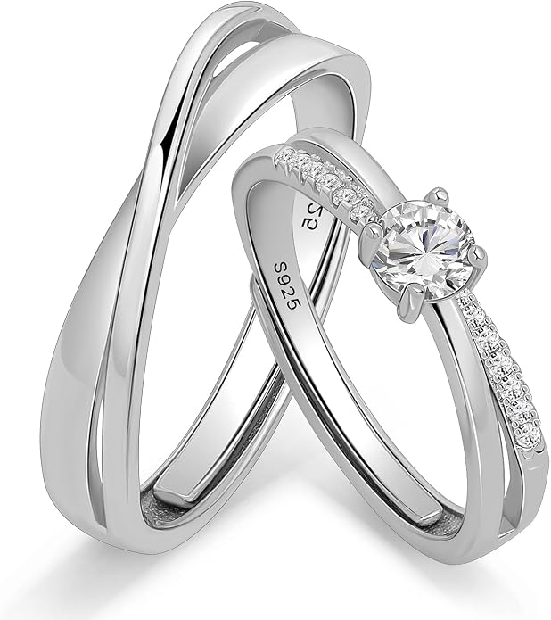 Meissa 925 Sterling Silver Celtic Knot Ring for Couples 2 Pcs Couple Rings Handmade Matching Promise Rings Rings Size Adjustable Bridal Jewelry