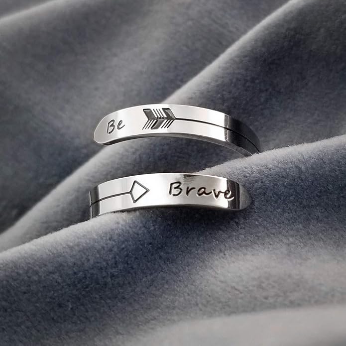 Vrycot Adjustable silvery Inspirational Stainless Steel Adjustable Bands Cool Stacking Opening Gift for Women Statement