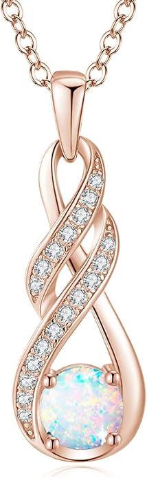 Birthstone Necklaces for Women 925 Sterling Silver Infinity Pendant Created Gemstone Jewelry for Her, 16"+2"