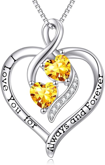Hancock Forever Love Heart Birthstone Necklaces for Women 925 Sterling Silver Women Pendant Necklace, Mother’s Day Birthday Anniversary Jewelry Gift for Woman Mother Mom Wife Her