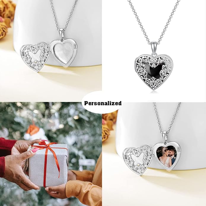 Dorunmo Personalized Locket Necklace 925 Sterling Silver that Holds Pictures Butterfly Birthstone Photo Heart Locket Custom Jewelry Congratulations New Beginnings New Job Gifts for Women