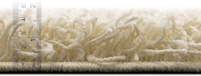 Unique Loom Solid Shag Collection Area Rug (8' x 11' Rectangle, Pure Ivory) | Modern Solid rug, stain and water resistant, doesn't shed, easy to clean, kid and pet friendly. Ideal for the living room.