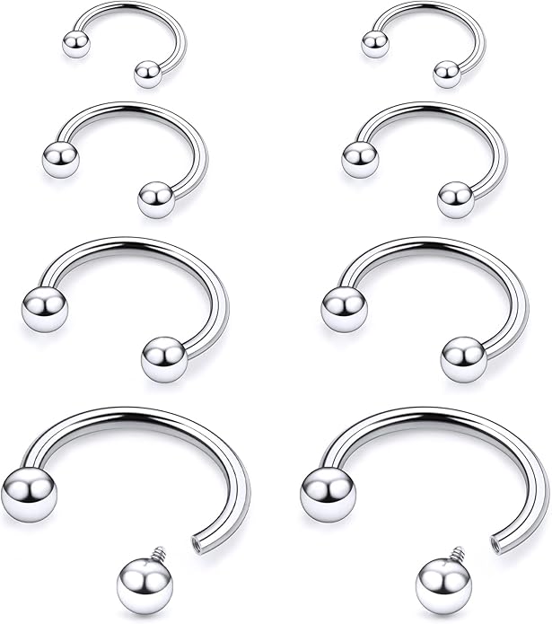 20G 18G 16G 14G 12G 8G 6G 4G 2G ASTM F136 Titanium Internal Thread Horseshoe Septum Ring Jewelry Circular Barbell Helix Snug Tragus Rook Daith Cartilage Earring Lip Ring Piercing Jewelry